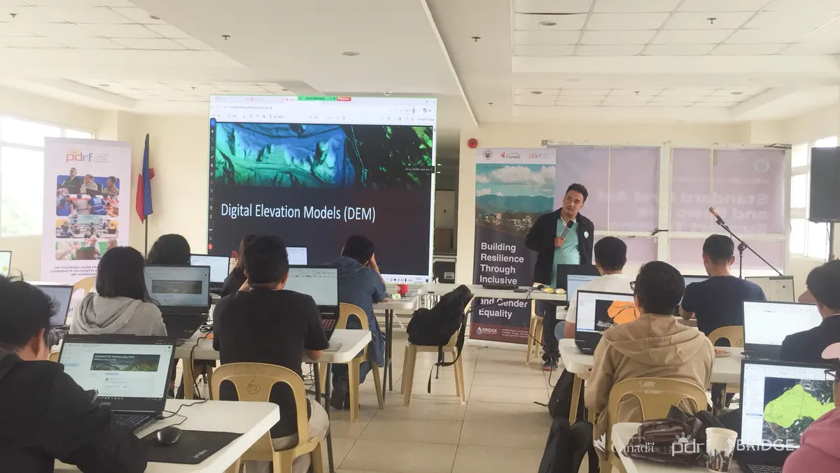 A facilitator demonstrates a digital elevation model during the Advanced GIS training.