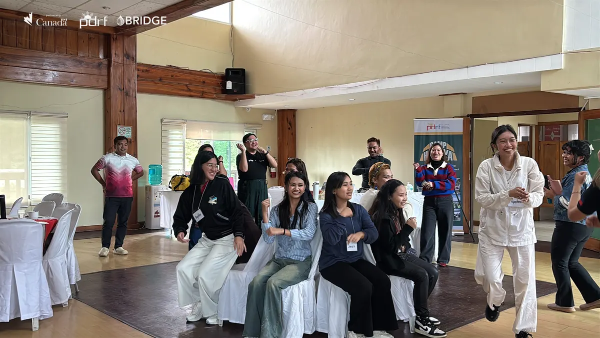 Camp HARAYA participants take part in an interactive leadership exercise.